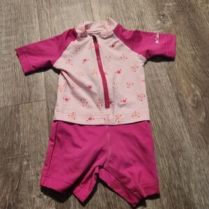 Columbia Girls' Pink Floral Short-Sleeve Rashguard Set